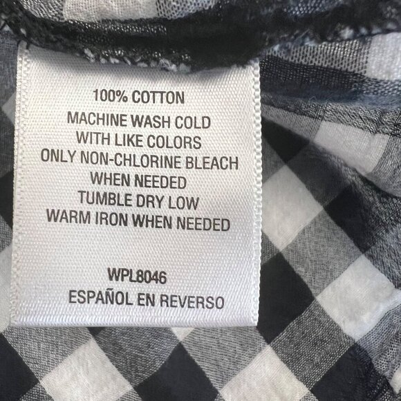 Style & Co Women's Button Up Top Long Roll Tab Sleeve Black/White Check Size 3X - Picture 9 of 9